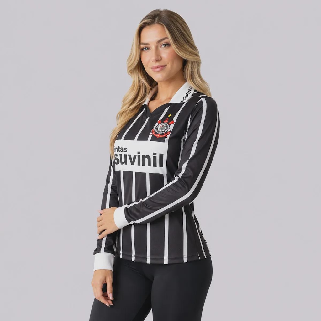 Imagem 3 do produto Camisa do Corinthians Retrô Suvinil Manga Longa Feminina