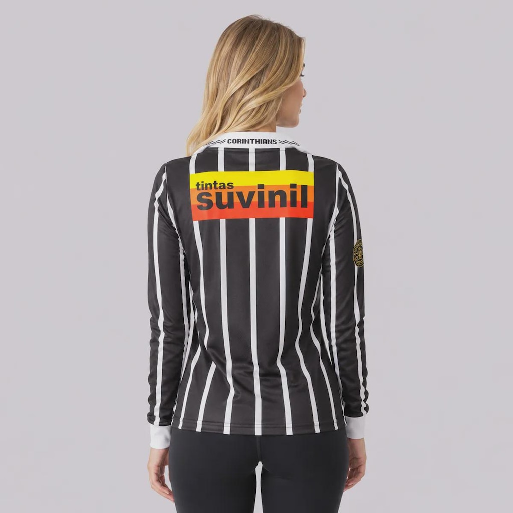 Imagem 4 do produto Camisa do Corinthians Retrô Suvinil Manga Longa Feminina