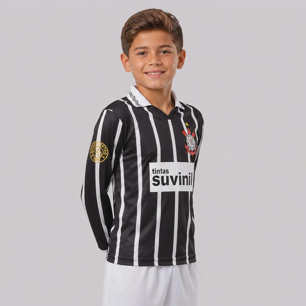 Imagem 2 do produto Camisa Corinthians Retrô Suvinil Manga Longa Infantil