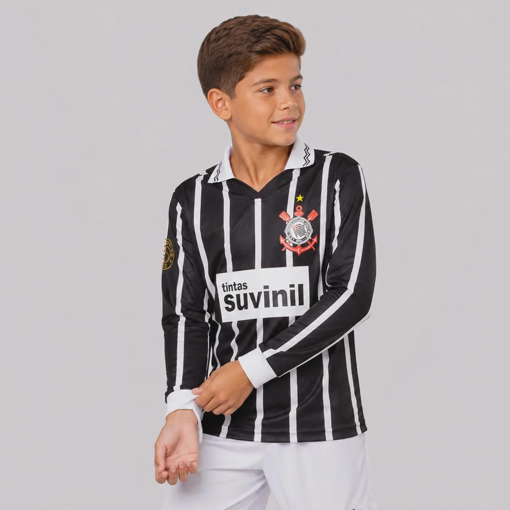Imagem 3 do produto Camisa Corinthians Retrô Suvinil Manga Longa Infantil