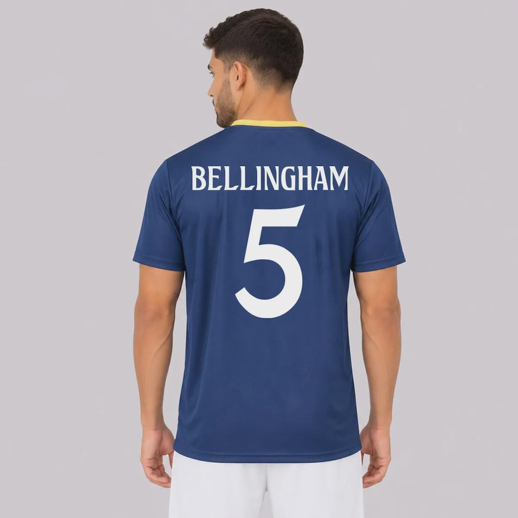 Camisa Real Madrid Campeones 5 Bellingham Masculina - Foto 1