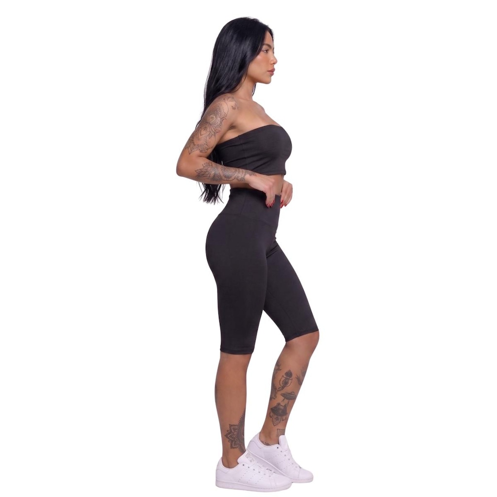 Imagem 2 do produto Conjunto Esportivo Top Tube Faixa e Bermudão Vekyo Feminino