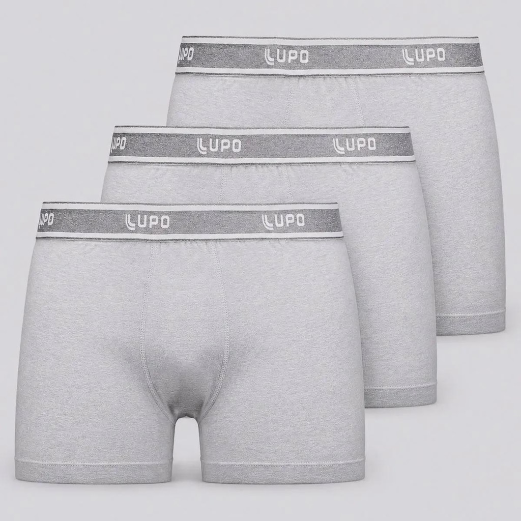 Imagem 1 do produto Kit Cueca Boxer Lupo Basic Algodão com Elastano - 3 Unidades