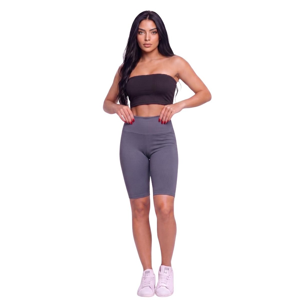 Imagem 1 do produto Conjunto Esportivo Top Tube Faixa e Bermudinha Suplex Vekyo Feminino
