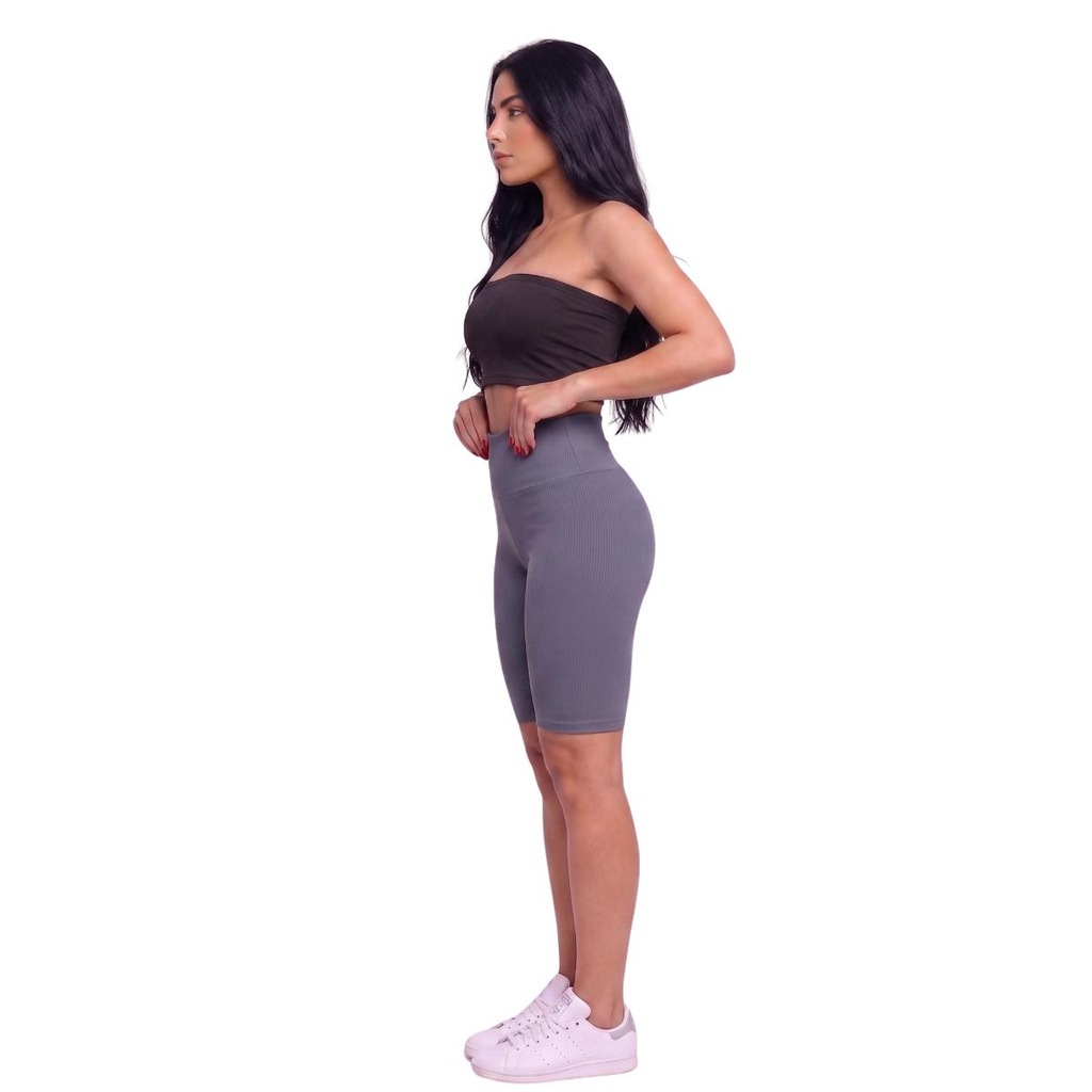 Imagem 2 do produto Conjunto Esportivo Top Tube Faixa e Bermudinha Suplex Vekyo Feminino