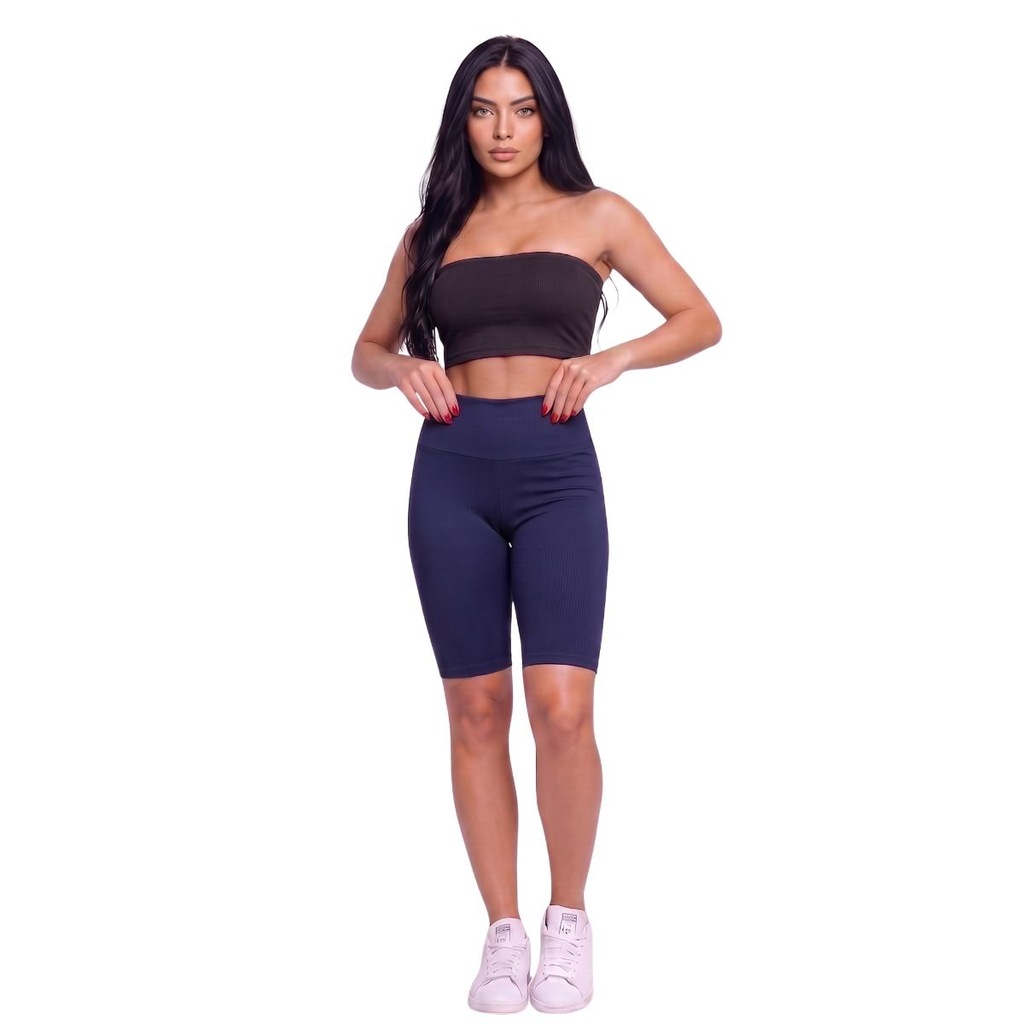 Imagem 1 do produto Conjunto Esportivo Top Tube Faixa e Bermudinha Suplex Vekyo Feminino