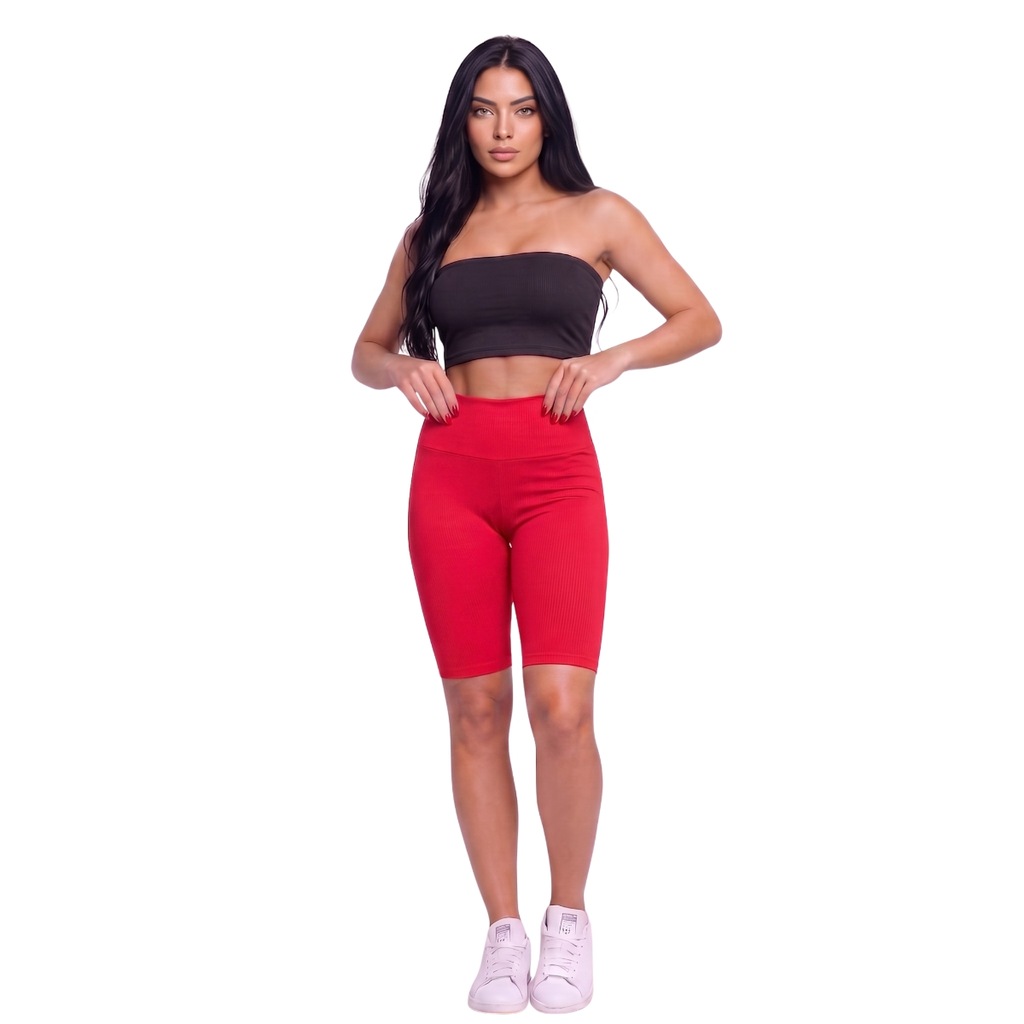 Imagem 1 do produto Conjunto Esportivo Top Tube Faixa e Bermudinha Suplex Vekyo Feminino