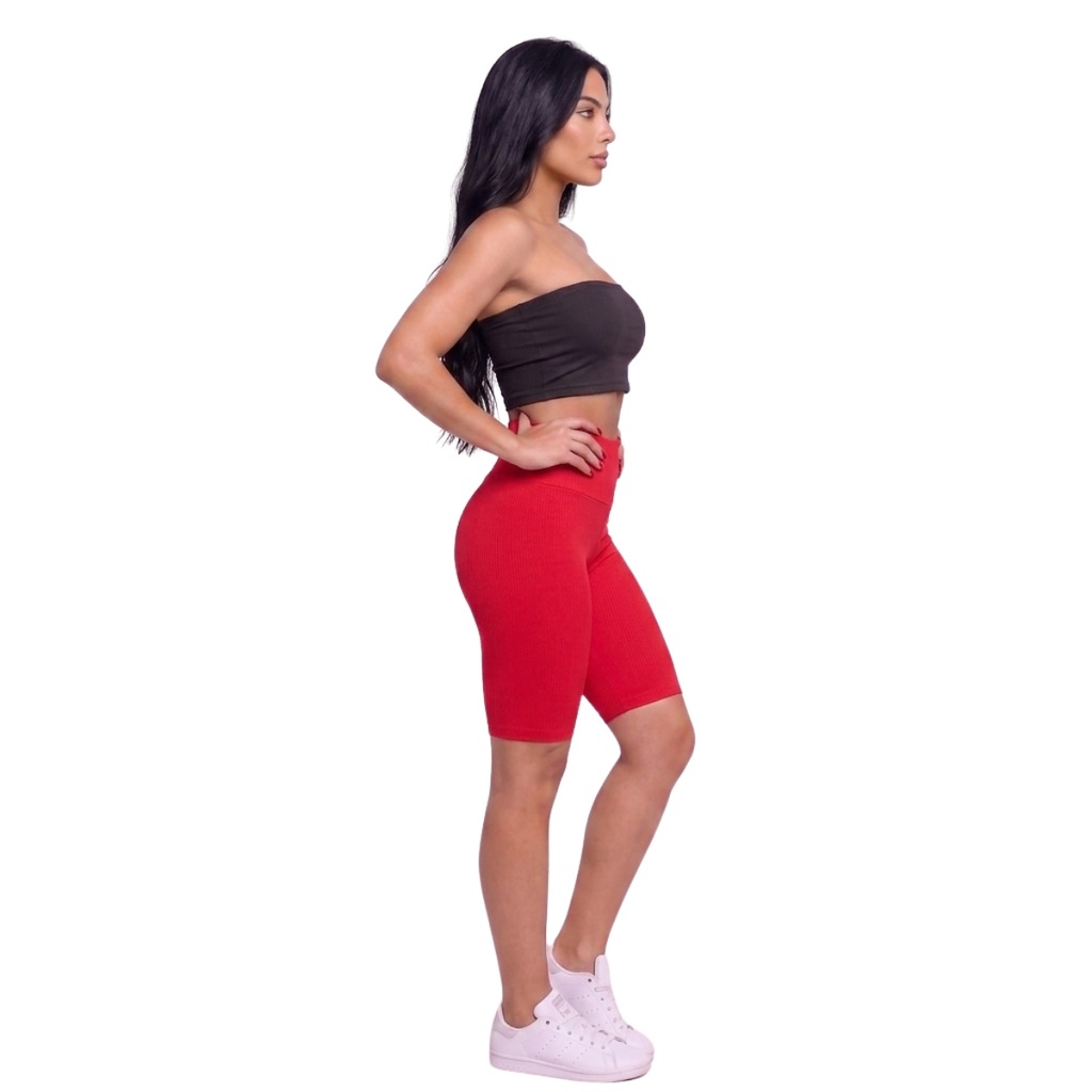 Imagem 2 do produto Conjunto Esportivo Top Tube Faixa e Bermudinha Suplex Vekyo Feminino