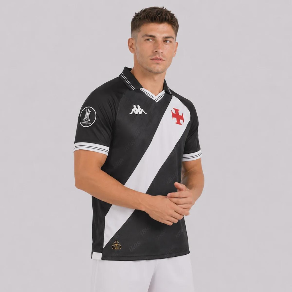 Imagem 2 do produto Camisa do Vasco I 25/26 Patch Libertadores Kappa Masculina
