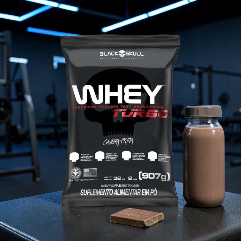 Imagem 3 do produto Refil Whey Turbo Black Skull 907g - Proteína Isolada