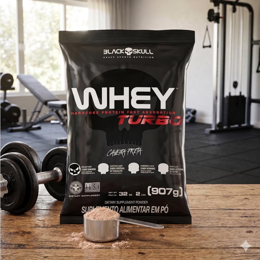 Imagem 2 do produto Refil Whey Turbo Black Skull 907g - Proteína Isolada