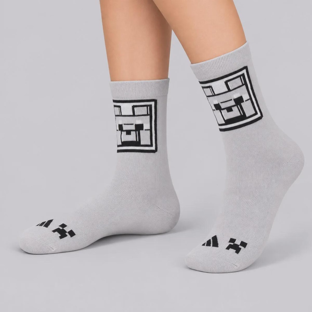Imagem 1 do produto Kit 3 Pares de Meia Cano Médio adidas Minecraft Infantil