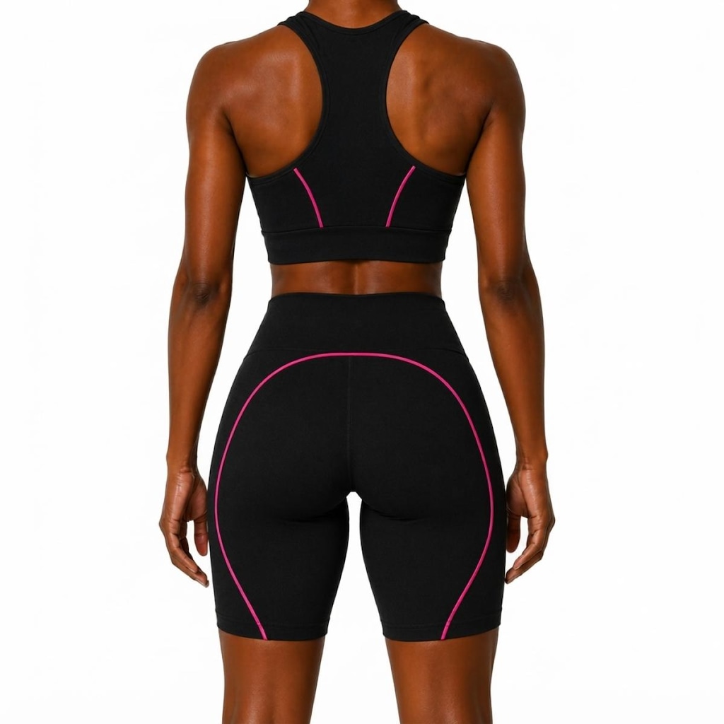Imagem 2 do produto Conjunto Academia Feminino NFOX Short Viés Fino Cropped para Yoga e Treino