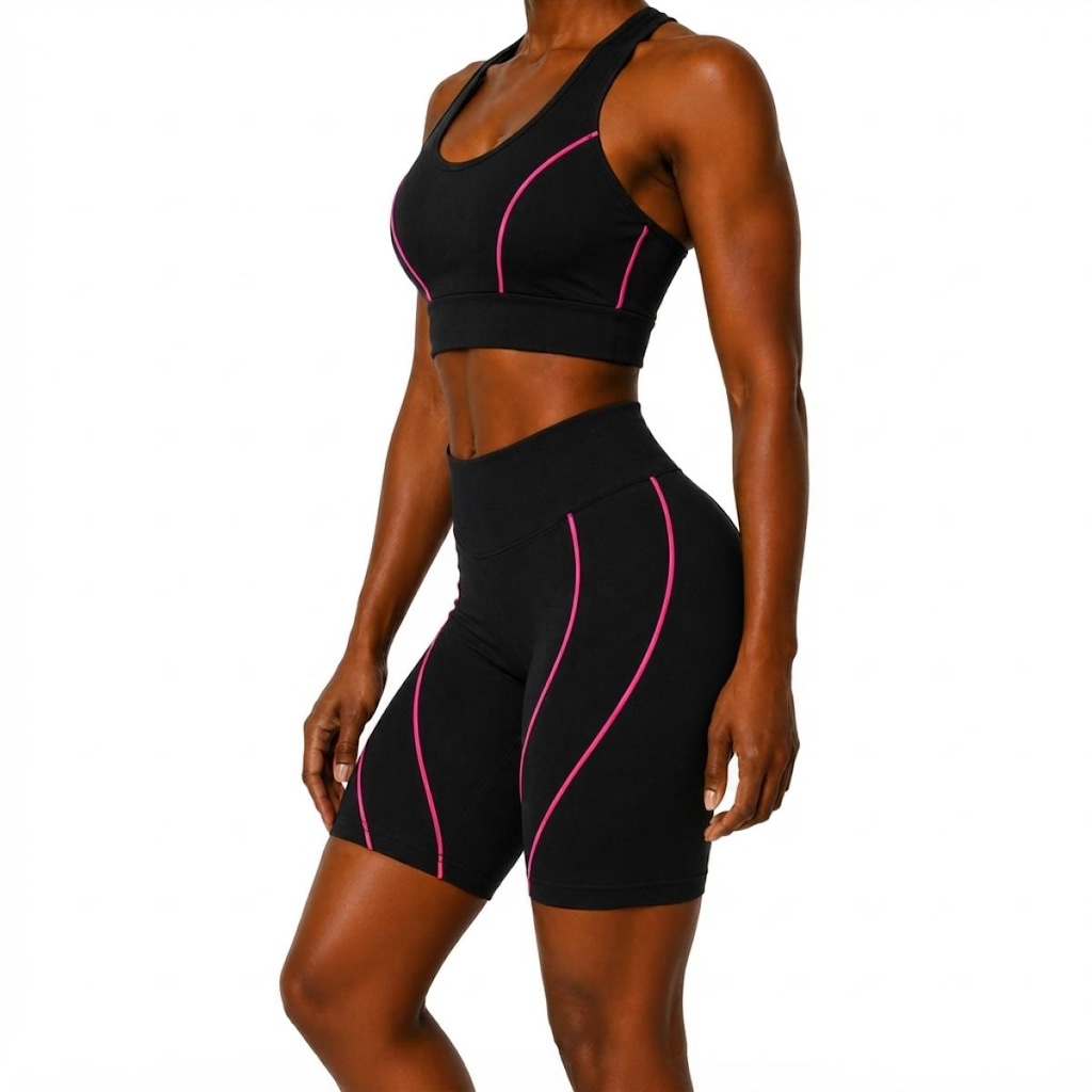Imagem 3 do produto Conjunto Academia Feminino NFOX Short Viés Fino Cropped para Yoga e Treino