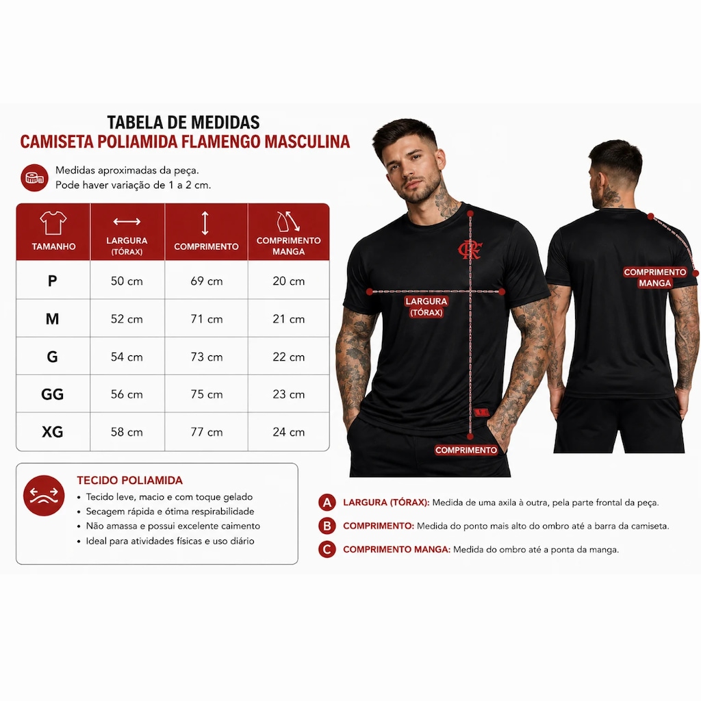 Imagem 4 do produto Camiseta do Flamengo com Logo Gel Masculina