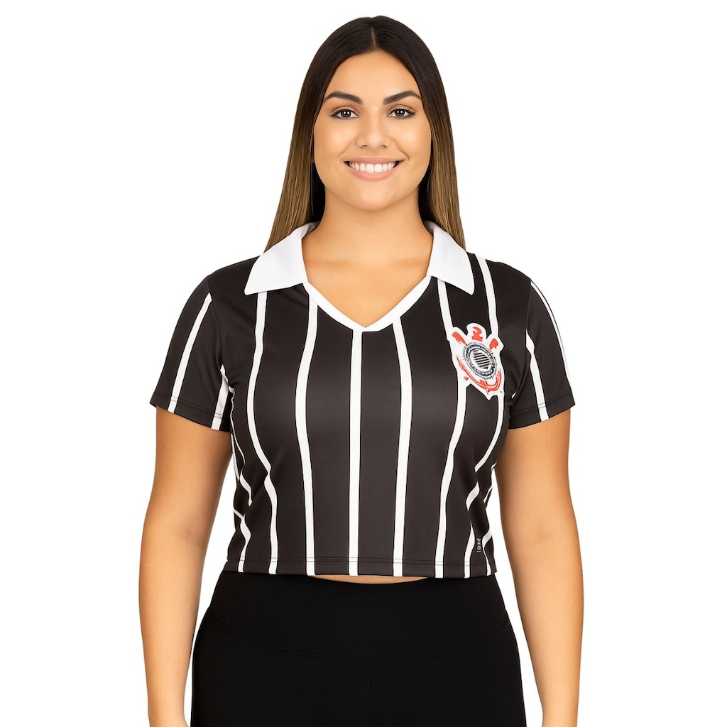 Imagem 1 do produto Camisa Cropped do Corinthians Retrô - Feminina