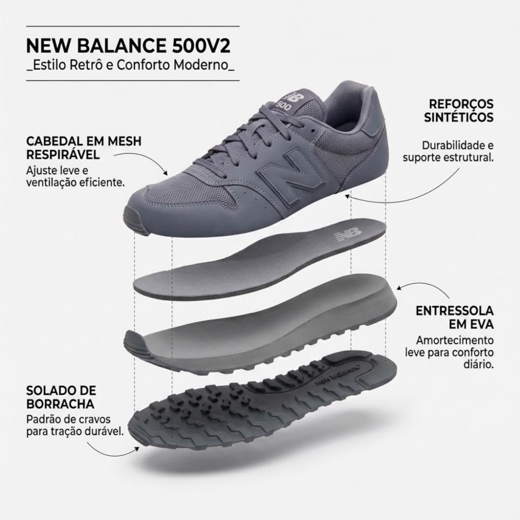 Imagem 3 do produto Tênis Masculino New Balance 500V2