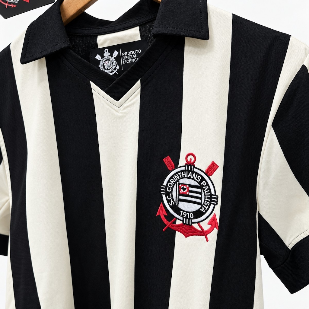 Imagem 3 do produto Camisa Polo do Corinthians Retrô Listrada Coimbra - Masculina