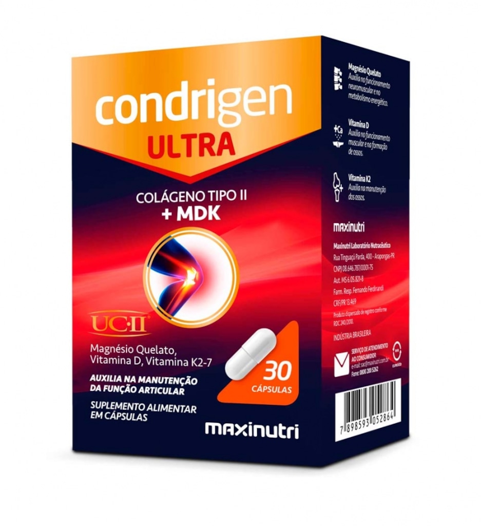 Imagem 1 do produto Condrigen Ultra Colágeno Tipo II + MDK - 30 cápsulas