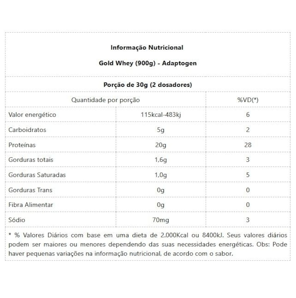 Imagem 2 do produto Gold Whey Adaptogen Refil Chocolate - 900g