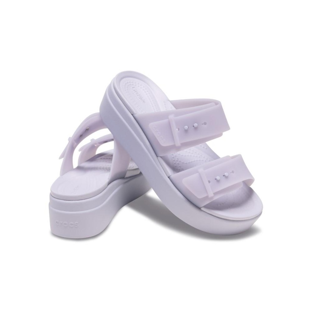 Imagem 4 do produto Sandália Crocs Brooklyn Buckle Frosted Low Wedge Purple Moon - Unissex