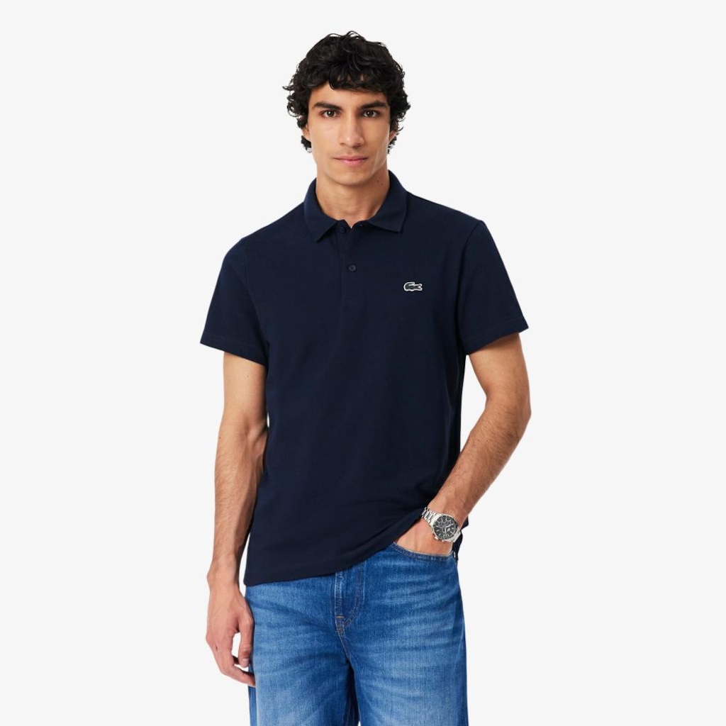 Camisa polo de algodão misto de caimento regular - Foto 1