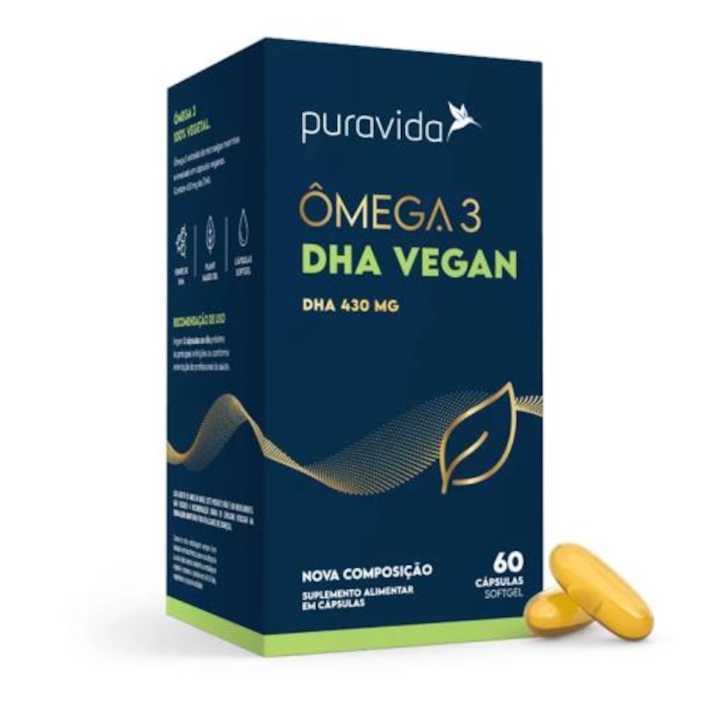 Imagem 1 do produto Vegan ômega 3 DHA (60 Cápsulas) - Pura Vida