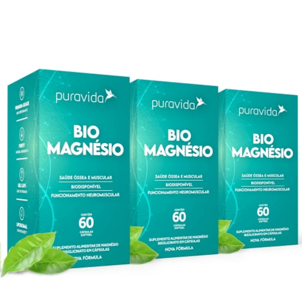 Imagem 1 do produto Kit 3 Unidades Bio magnésio (60 cápsulas) - Pura Vida