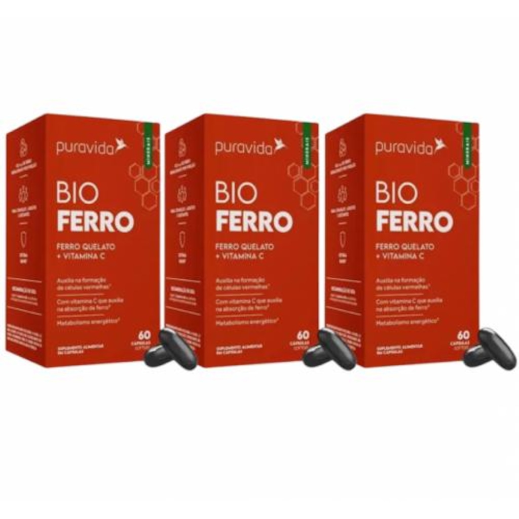 Imagem 1 do produto Kit 3unid Bio Ferro (60 Caps) - Pura Vida
