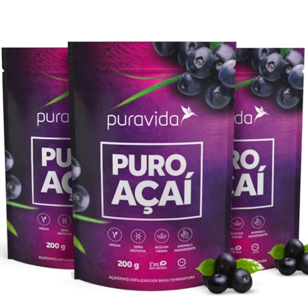 Imagem 1 do produto Kit 3 un Puro Açaí (200g) - Pura Vida