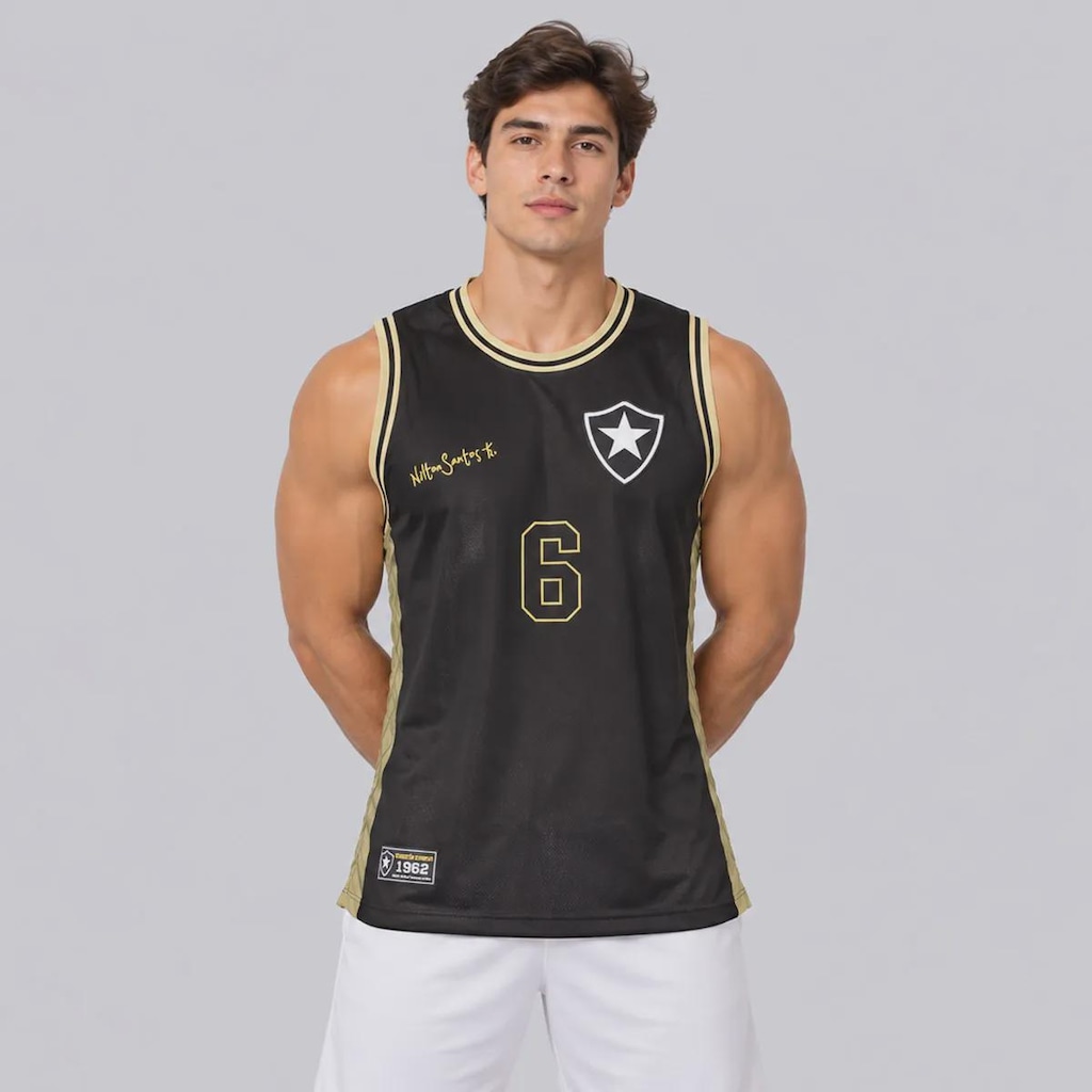 Imagem 1 do produto Camiseta Regata Botafogo Retrô Nilton Santos Gold Masculina