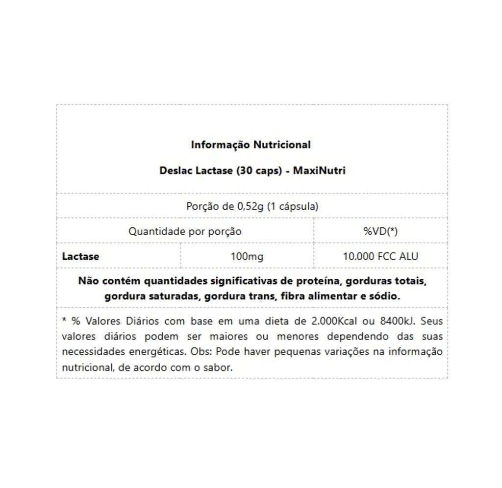 Imagem 2 do produto Deslac Lactase MaxiNutri 10.000 U.FCC 30 Caps