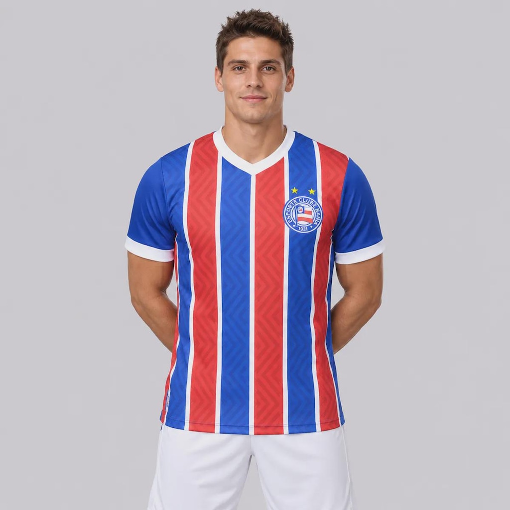 Imagem 1 do produto Camisa do Bahia Tricolor Escudo Listrada Masculina