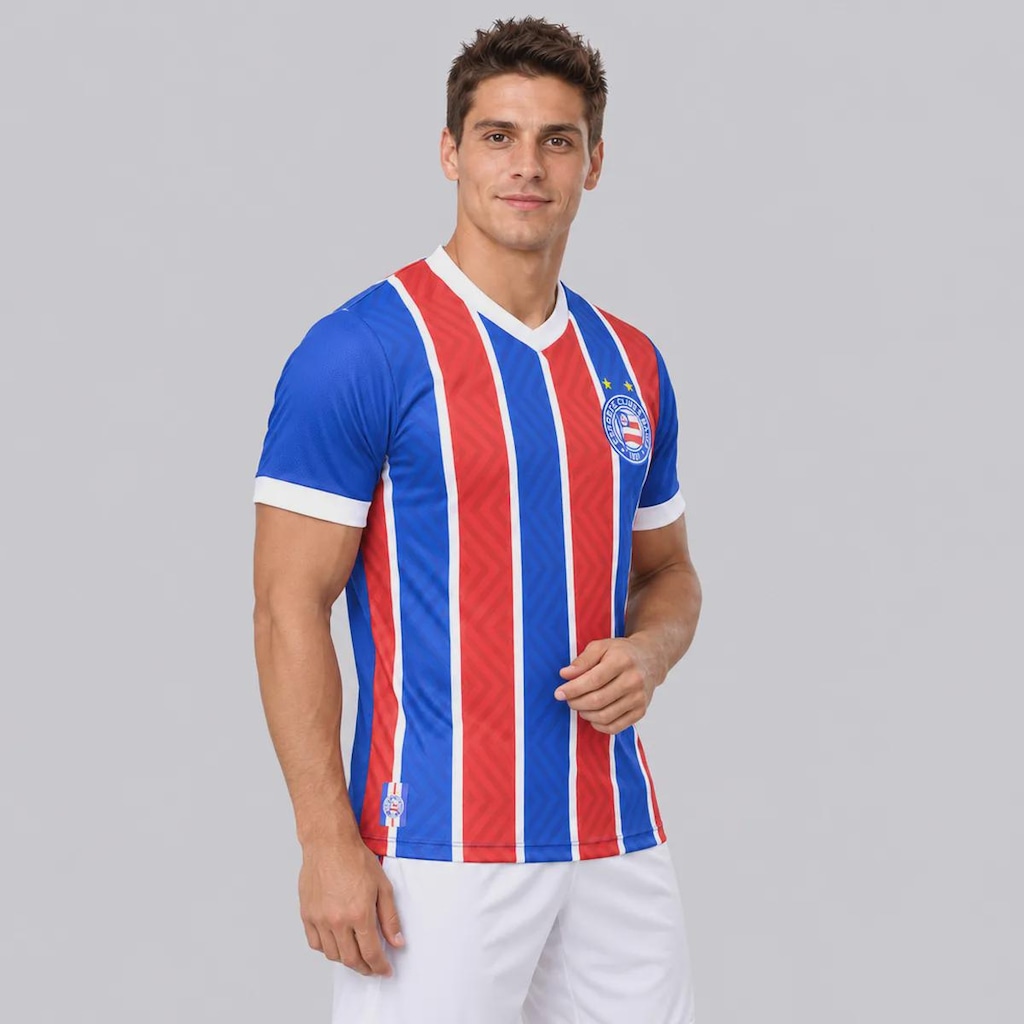 Imagem 2 do produto Camisa do Bahia Tricolor Escudo Listrada Masculina