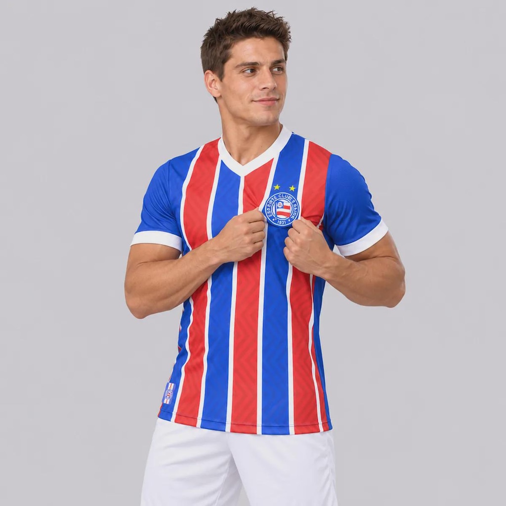 Imagem 3 do produto Camisa do Bahia Tricolor Escudo Listrada Masculina