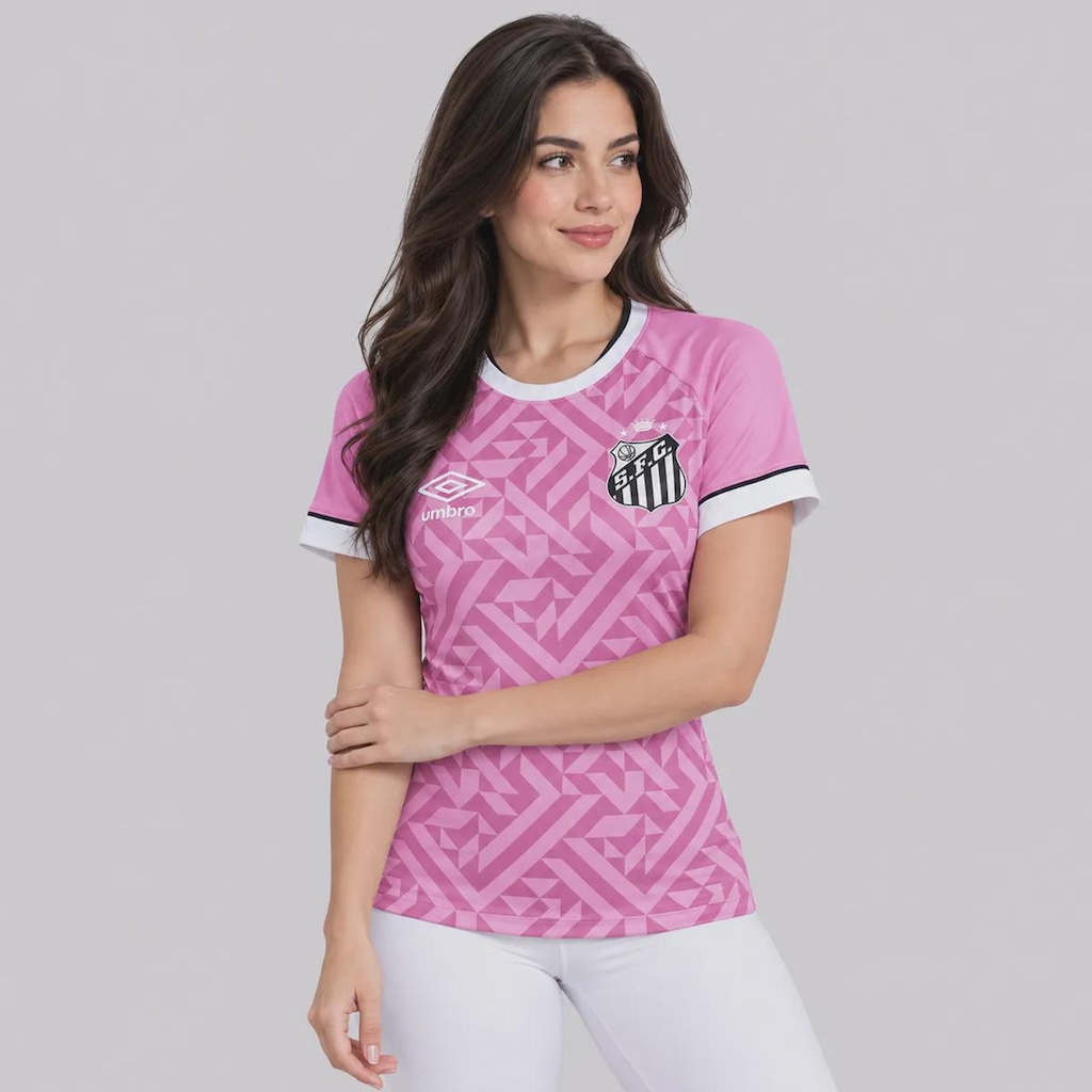Imagem 2 do produto Camisa do Santos Outubro Rosa 26/27 Umbro Feminina
