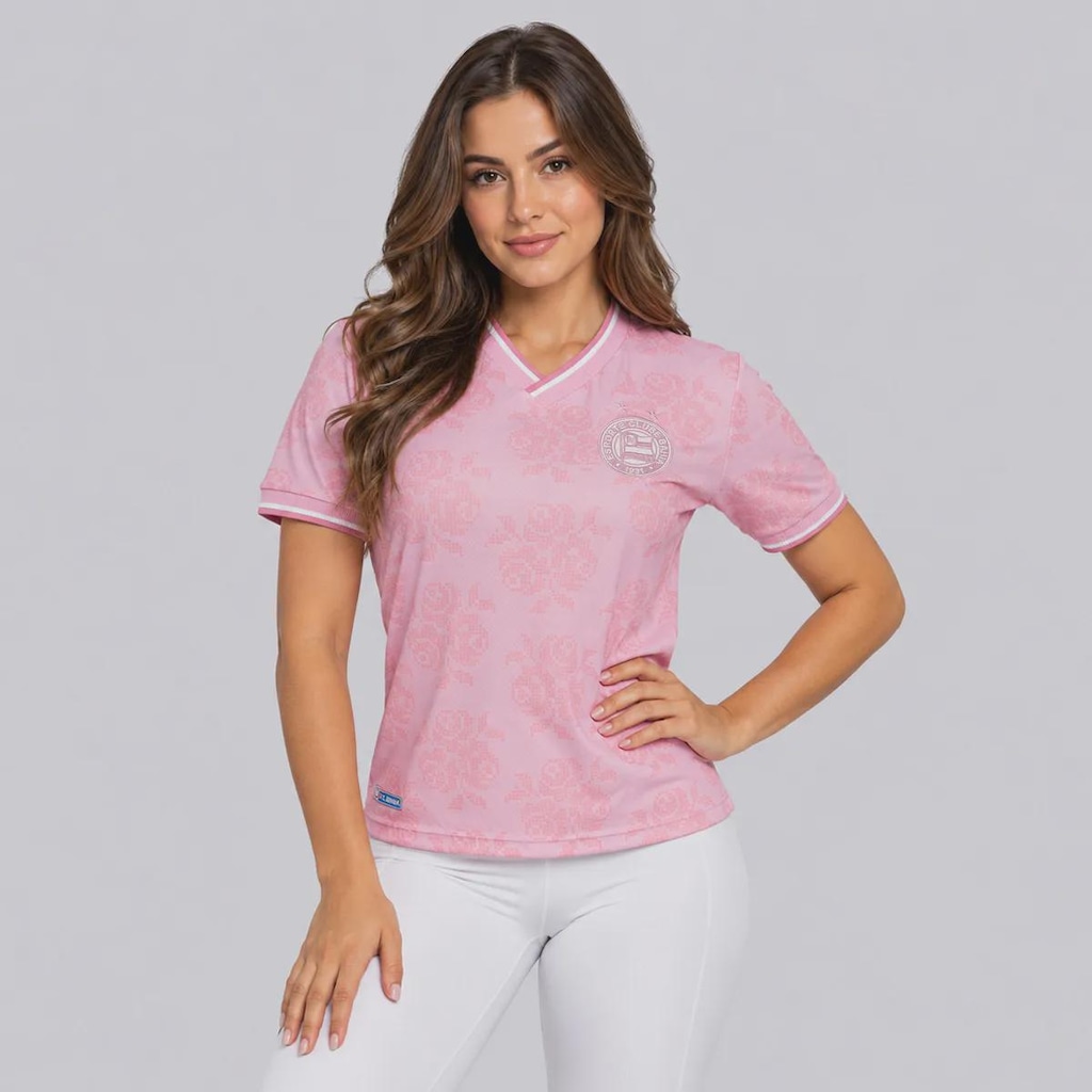 Imagem 1 do produto Camisa do Bahia Jacquard Outubro Rosa Feminina