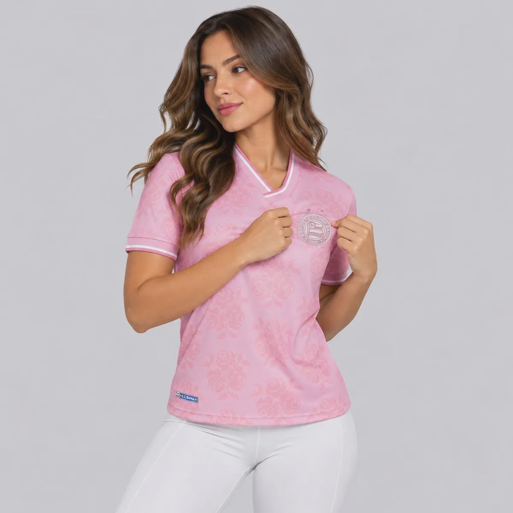 Imagem 3 do produto Camisa do Bahia Jacquard Outubro Rosa Feminina