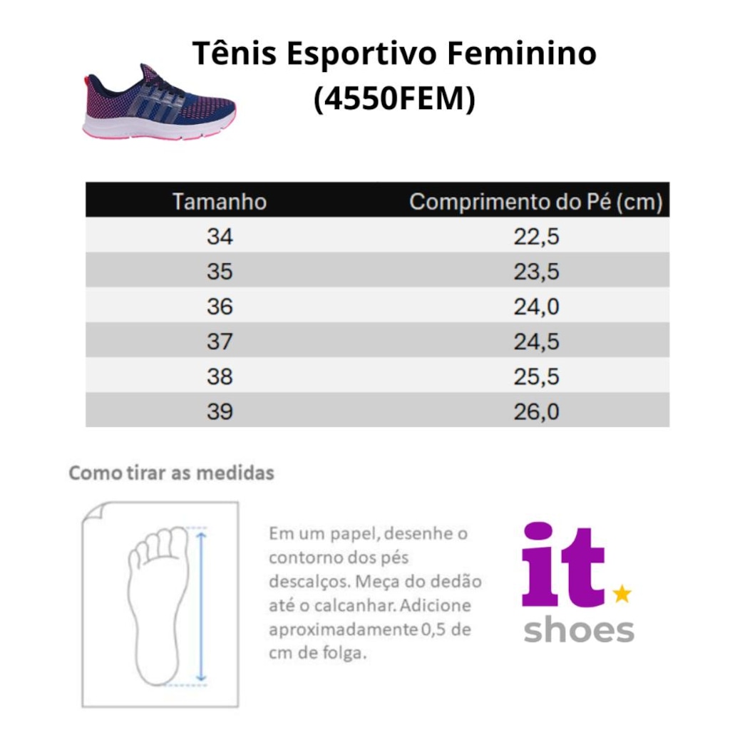 Imagem 5 do produto Kit Tênis Feminino It Shoes Academia + Relógio Digital LED + Meia