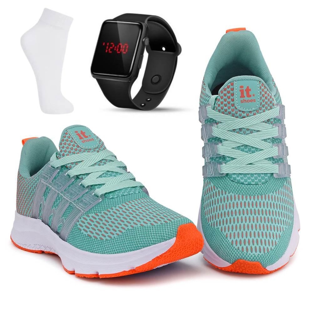 Imagem 1 do produto Kit Tênis Feminino It Shoes Academia + Relógio Digital LED + Meia