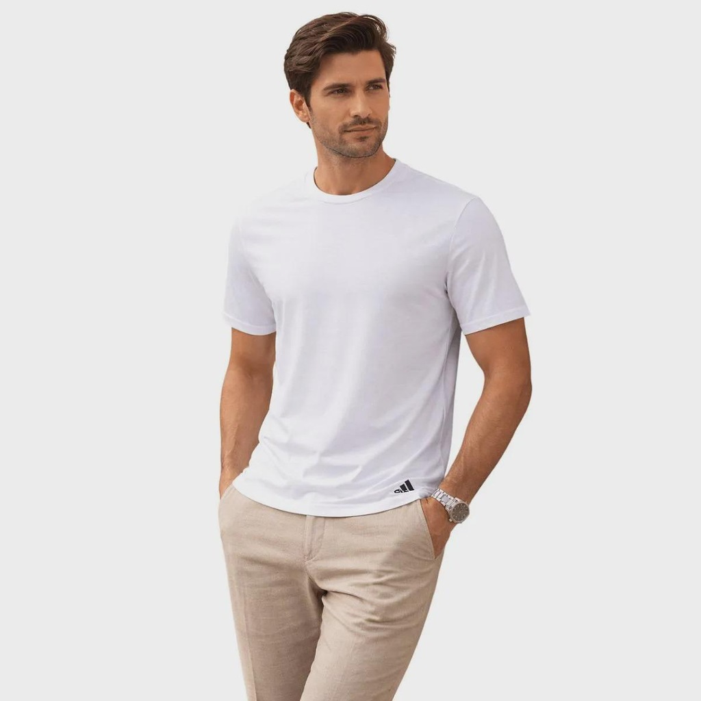 Imagem 4 do produto Camiseta Slim Manga Curta Básica Masculina Adidas Branca