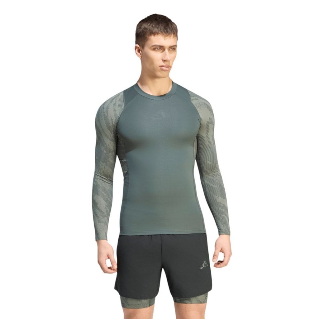 Imagem 1 do produto Camisa adidas Techfit AOP Manga Longa Masculino