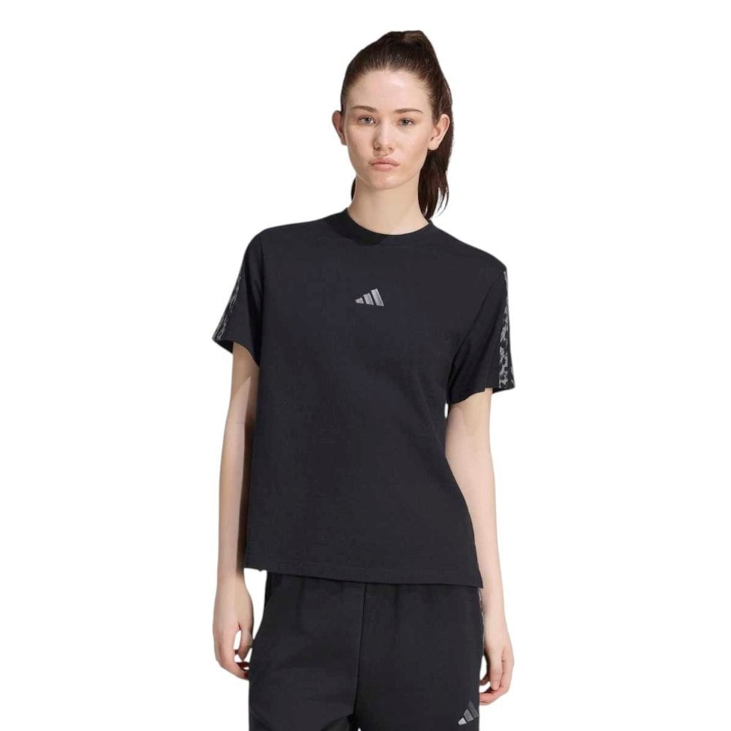 Imagem 1 do produto Camiseta Adidas Seasonal Essentials Animal Print 3-Stripes Feminina