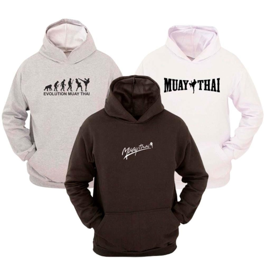Imagem 1 do produto Kit 3 Moletom Ragor Algodão Flanelado Luta Muay Thai Masculina