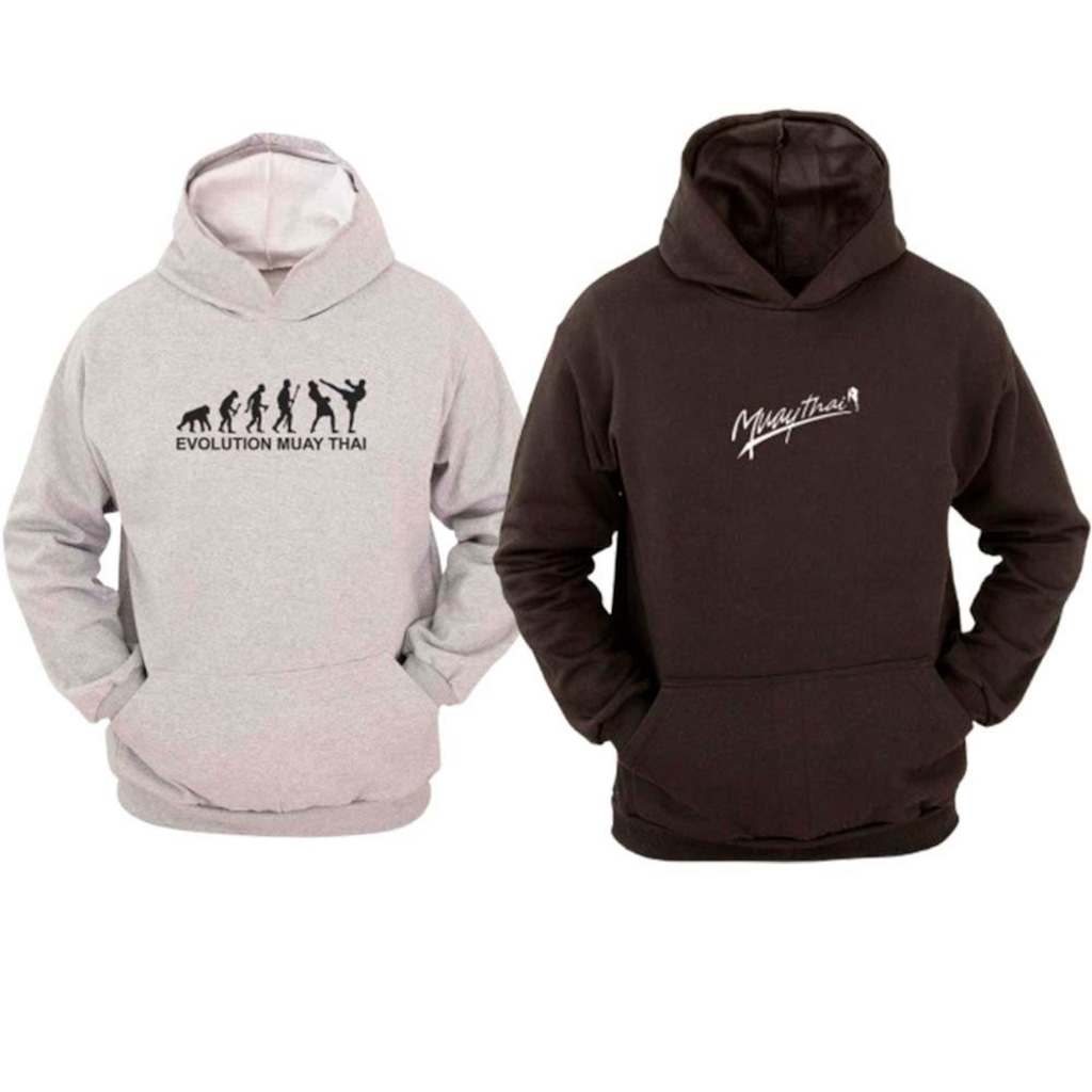 Imagem 1 do produto Kit 2 Moletom Ragor Algodão Flanelado Luta Muay Thai Masculino