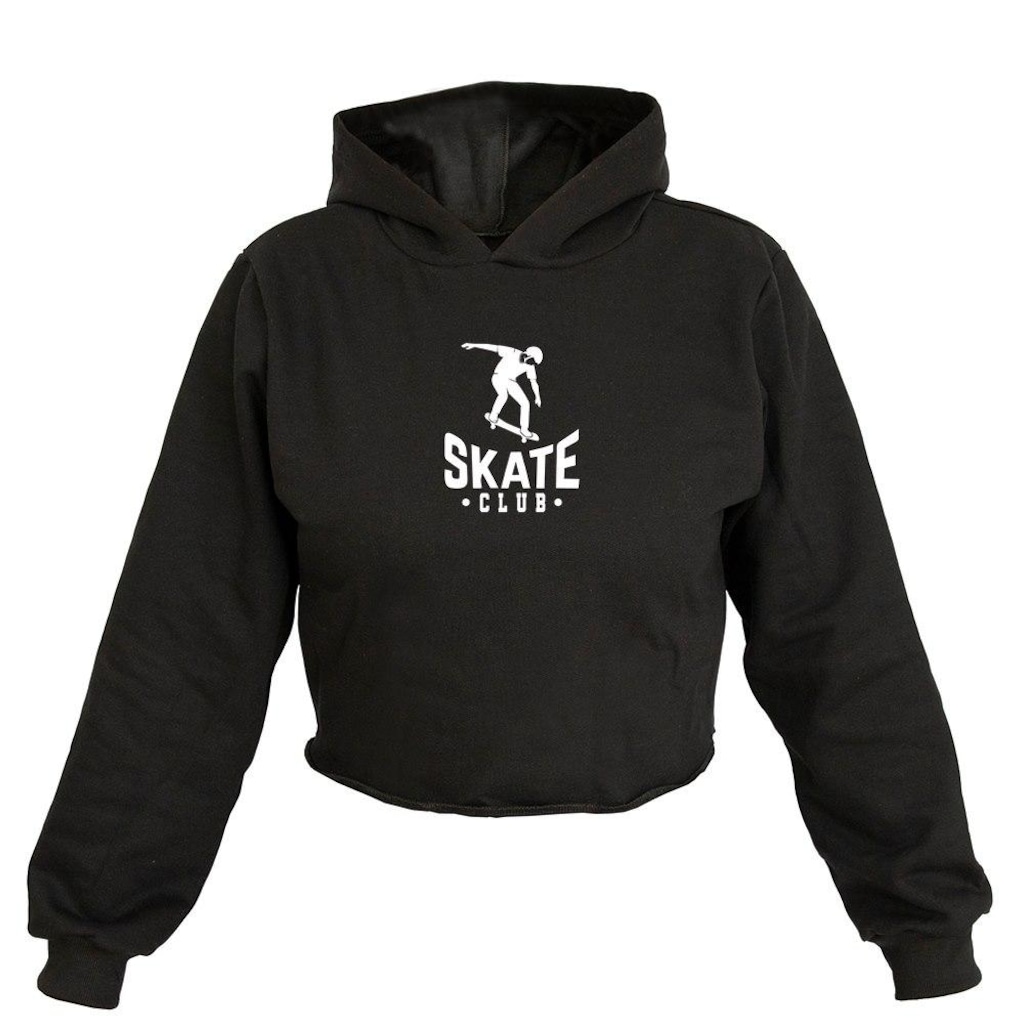 Imagem 1 do produto Cropped Moletom Estampa Skate Club Capuz Inverno Feminino