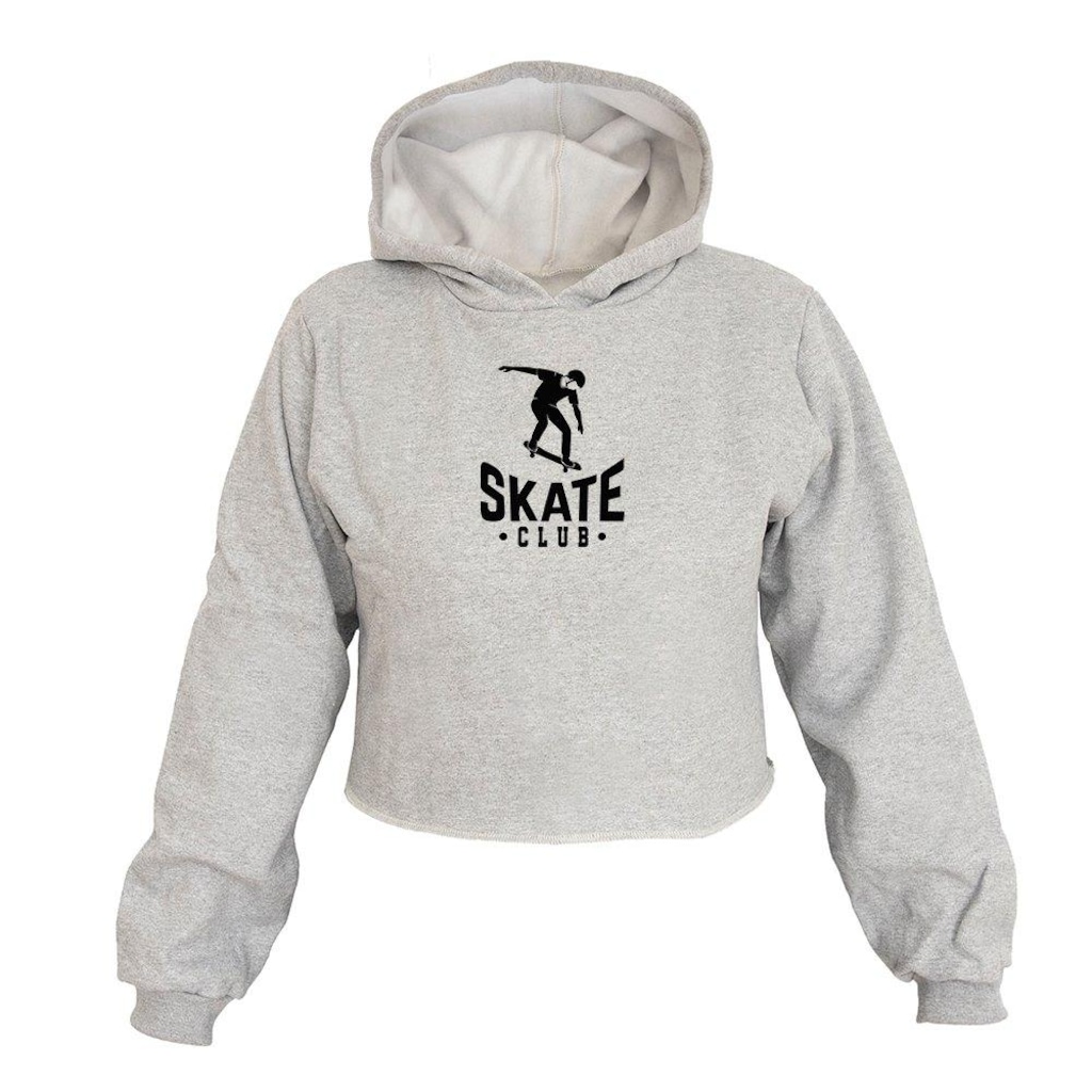 Imagem 1 do produto Cropped Moletom Estampa Skate Club Capuz Inverno Feminino