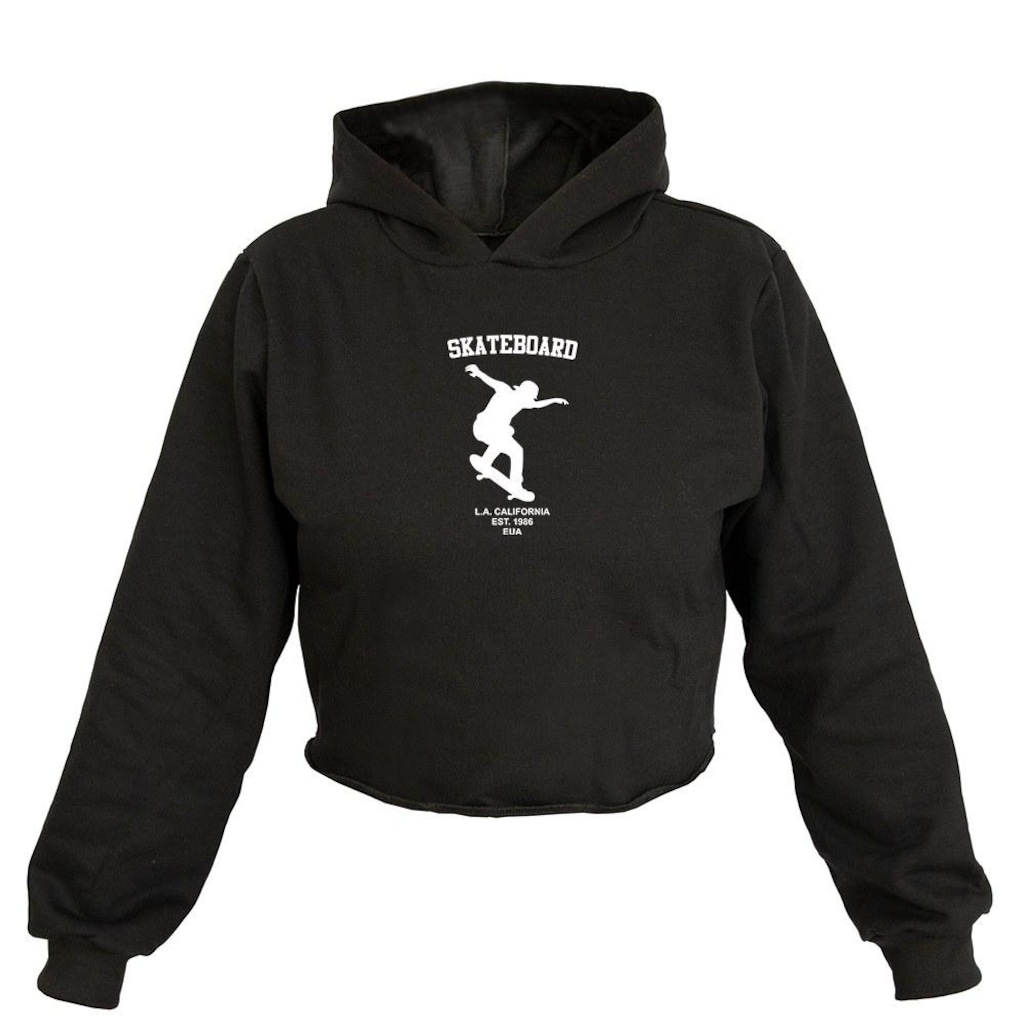 Imagem 1 do produto Cropped Feminino Moletom Estampa Skate California Capuz Moda