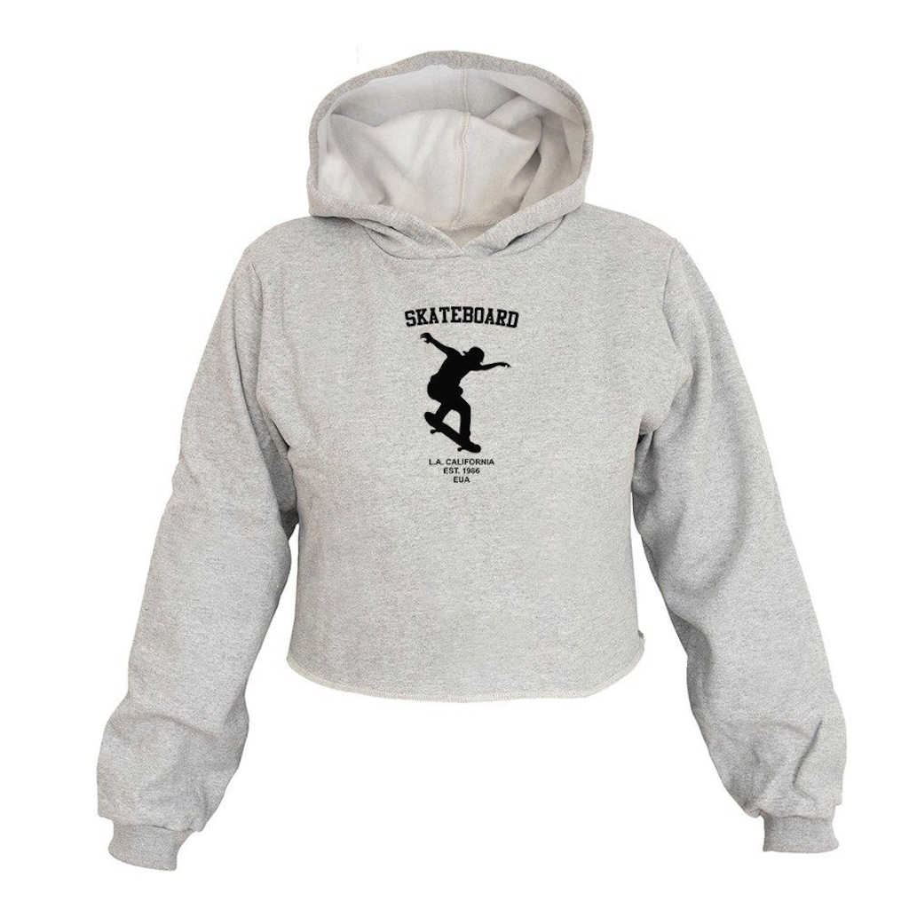 Imagem 1 do produto Cropped Feminino Moletom Estampa Skate California Capuz Moda
