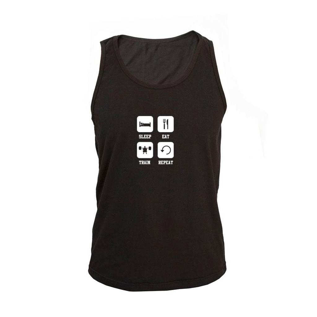 Imagem 1 do produto Camiseta Regata Masculina Algodão Sleep Eat Train Repeat Básica